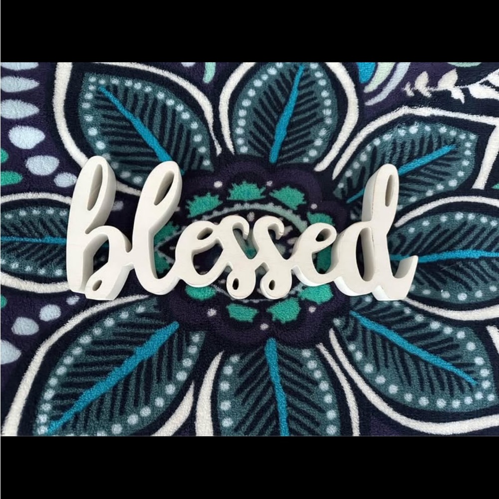 White 'Blessed' Decorative Sign